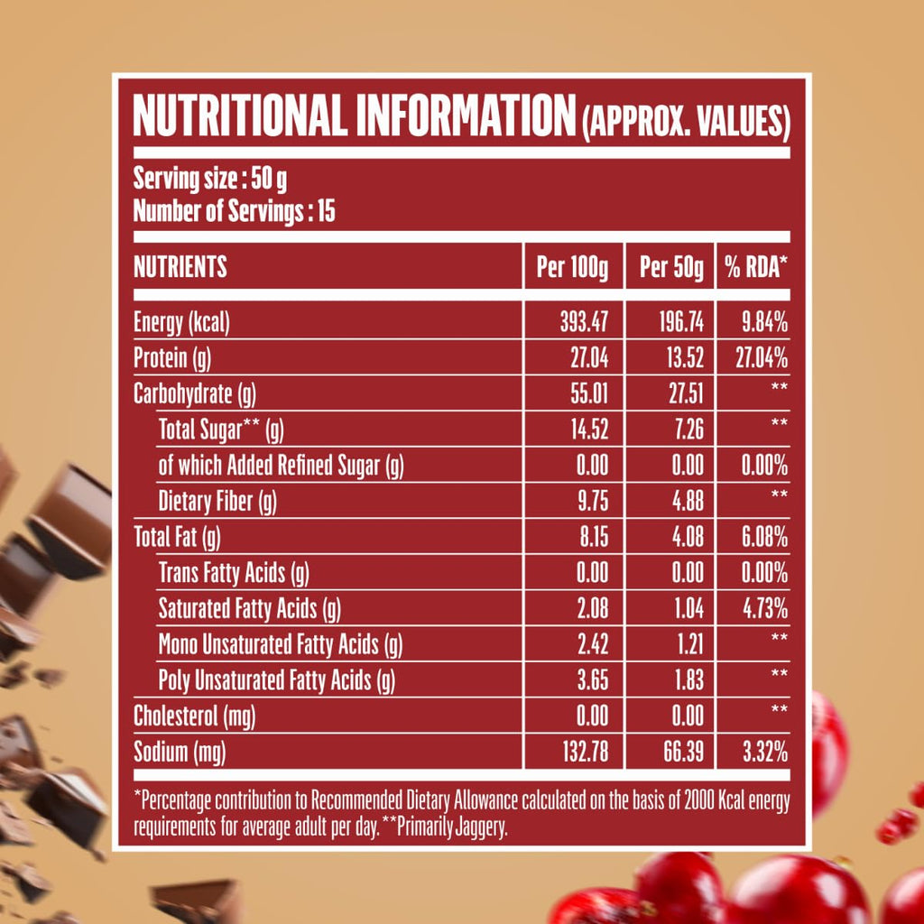 Doctors Choice High Protein Oats 750g | 27g Protein Oatmeal | Dark Choco Berry Flavor | No Added Sugar | Gluten Free | High Fiber Healthy Breakfast Oats