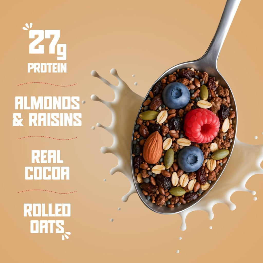 Doctors Choice High Protein Oats 750g | 27g Protein Oatmeal | Dark Choco Berry Flavor | No Added Sugar | Gluten Free | High Fiber Healthy Breakfast Oats