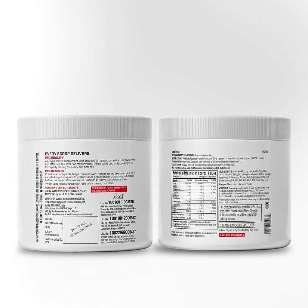 GNC Pro Performance Creatine Monohydrate - 3000mg Creatine Per Scoop | Micronized for Faster Absorption | Boosts Energy, Muscle Volume & Performance | Gluten-Free | Orange | 250gm
