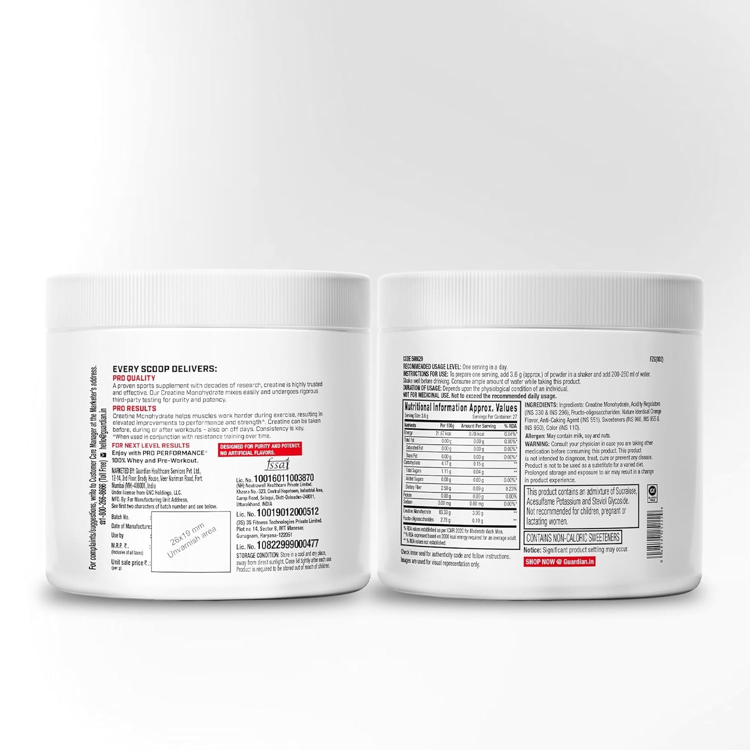GNC Pro Performance Creatine Monohydrate - 3000mg Creatine Per Scoop | Micronized for Faster Absorption | Boosts Energy, Muscle Volume & Performance | Gluten-Free | Orange | 100gm