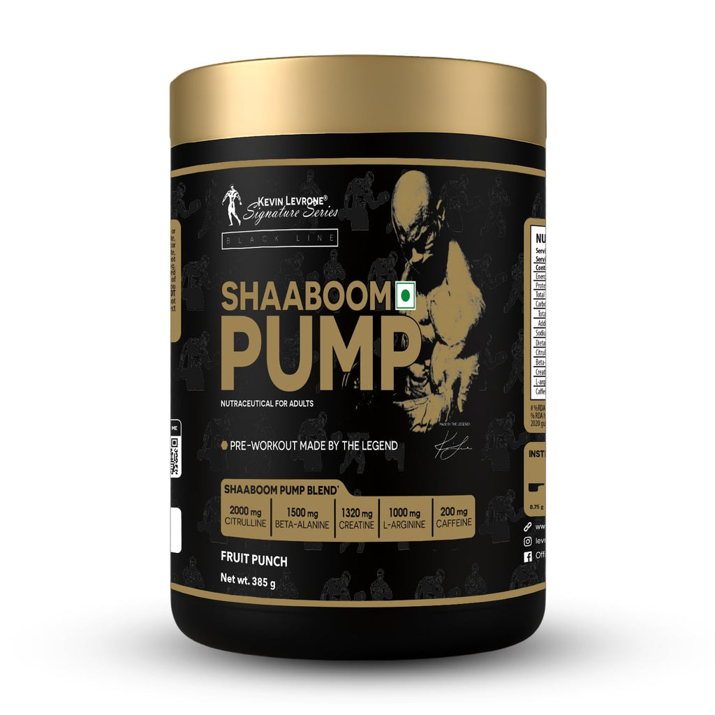 Kevin Levrone Shaaboom Pump Pre-Workout Supplement | 6000mg Citrulline, 3000mg Beta-Alanine, 400mg Caffeine | Intense Muscle Pump & Energy | Fruit Punch Flavour 385g