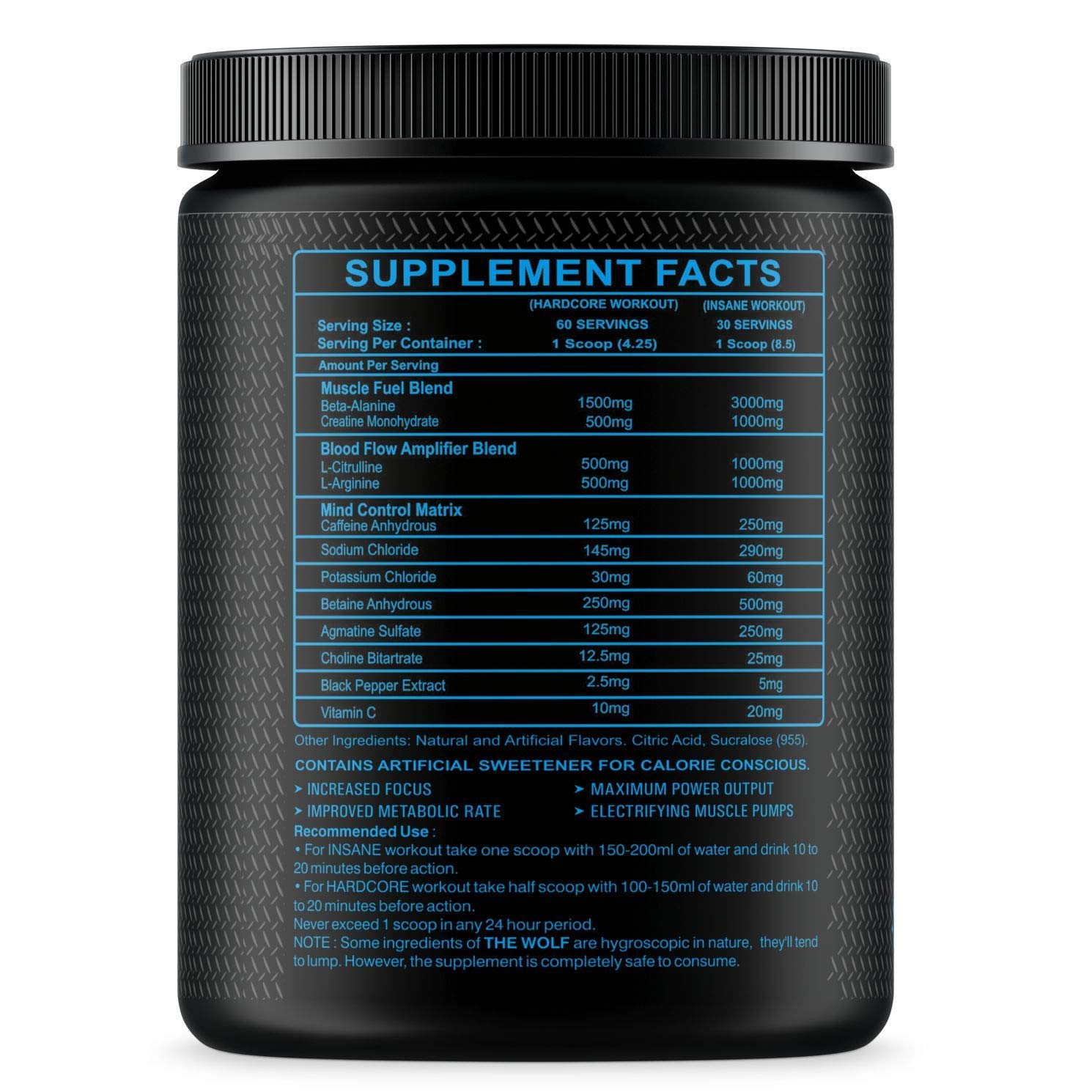 M B Muscle Builder's The Wolf Pre Workout Gym Supplement to Boost Your Energy & Performance/Body Building Powder for Men & Women [30-60 Servings, Pina Colada, 255g]