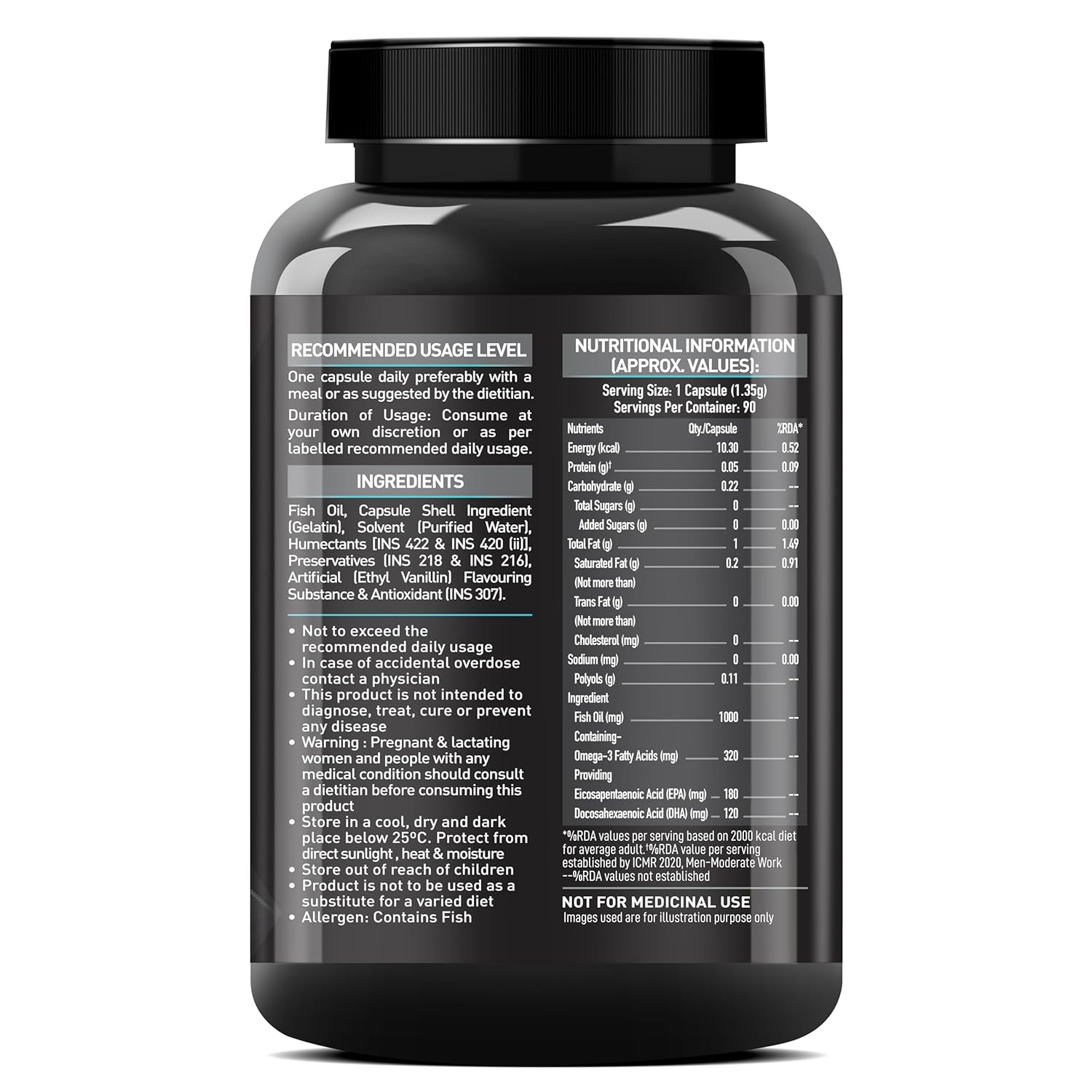 MuscleBlaze Omega 3 Fish Oil (90 Capsules) | Trustified Certified for Accuracy & Purity | 1000mg Omega 3 with 180mg EPA & 120mg DHA