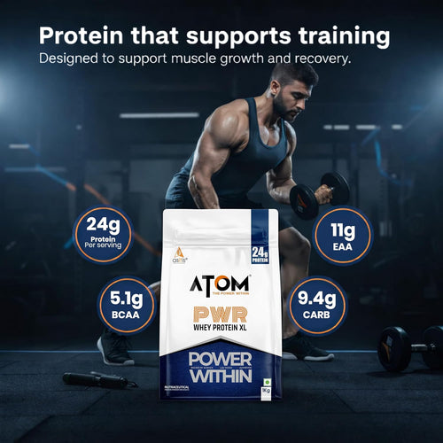 AS-IT-IS ATOM PWR Whey XL - Powered with Fermented Yeast Protein Isolate, 24g Protein, with DigeZyme®, Easy Digest, Lean Muscle Gains & Strength, Rapid Recovery, 1kg Choco Hazel Fusion