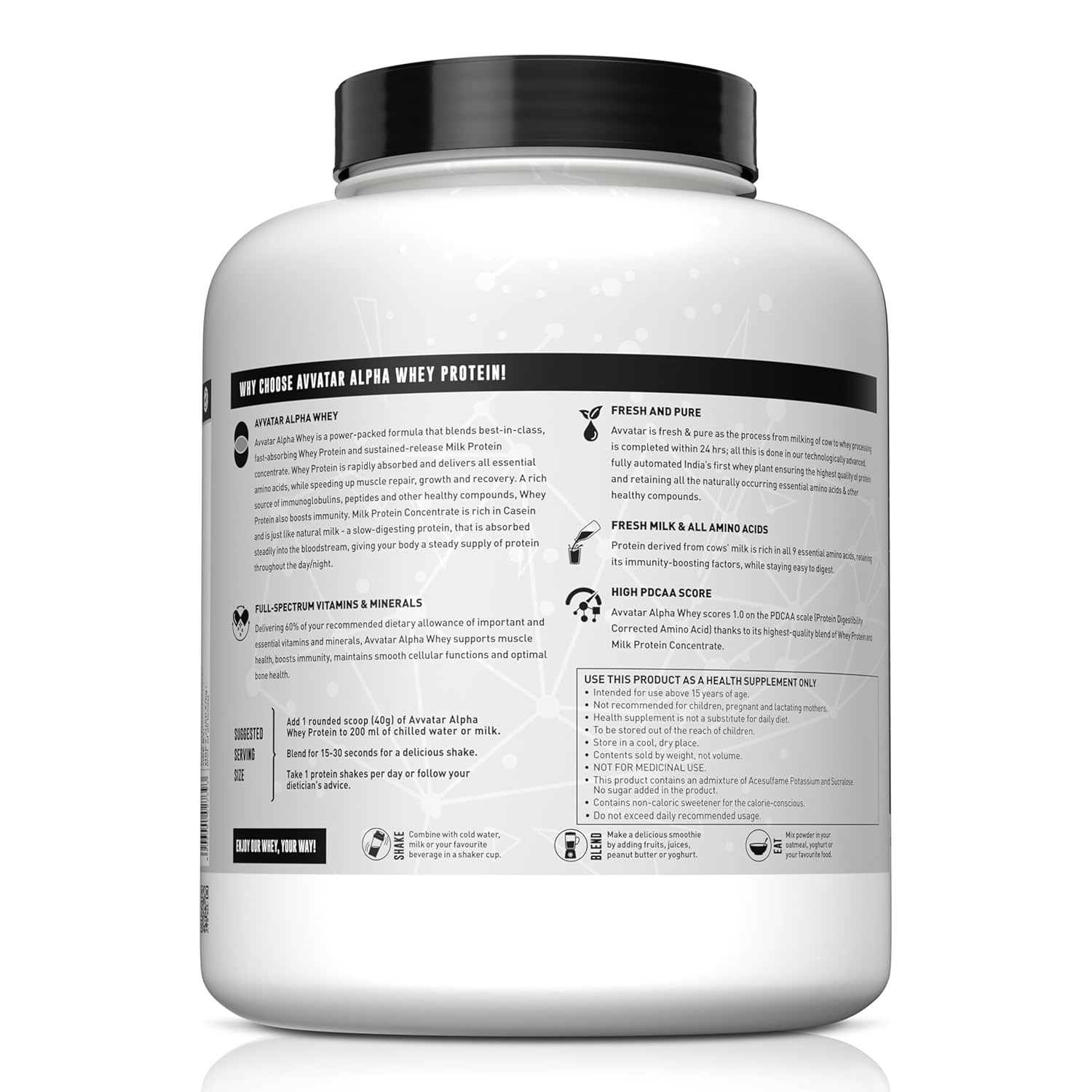 avvatar ALPHA WHEY PROTEIN | 2Kg | Malai Kulfi Flavour | 25g Protein | 50 Servings