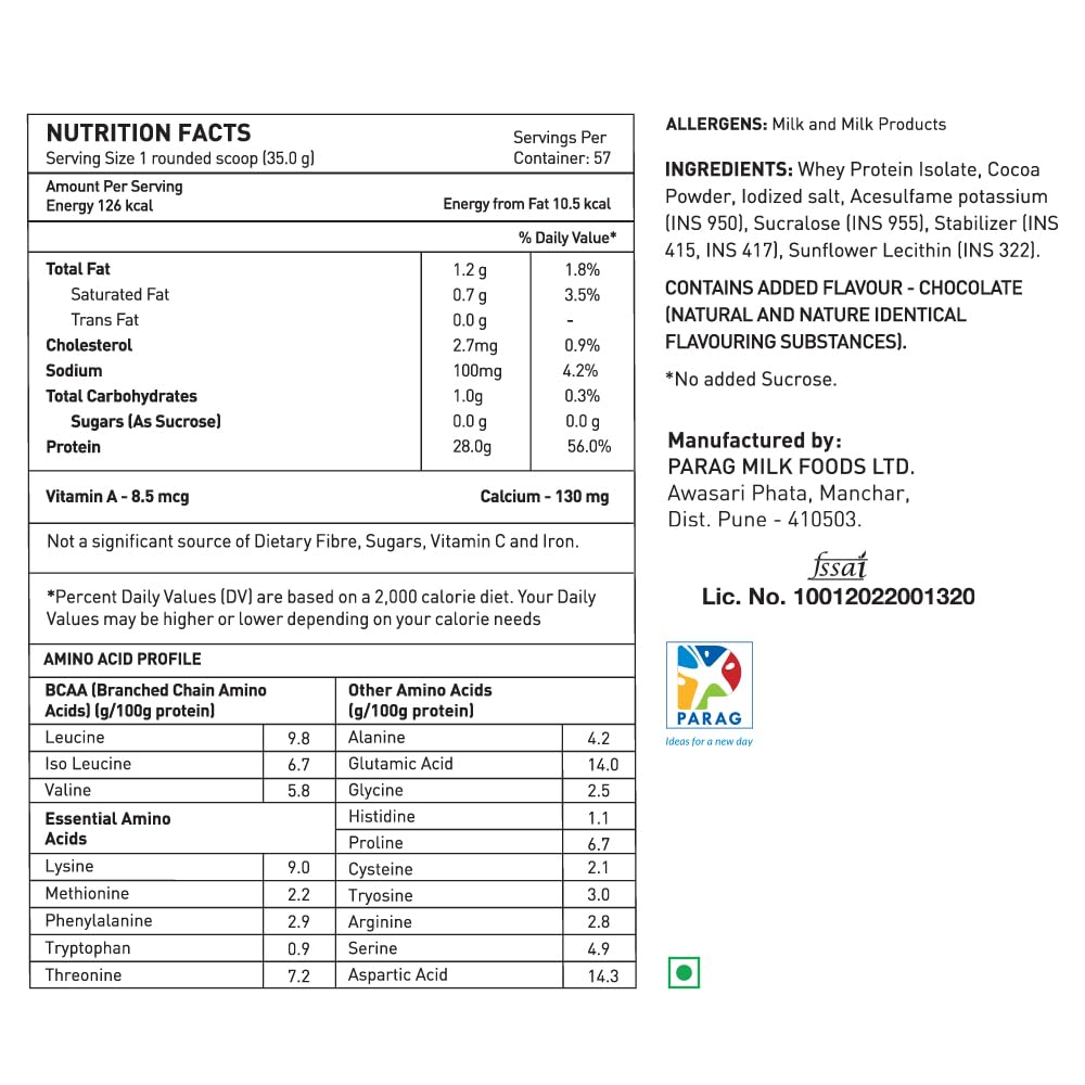 avvatar ISORICH WHEY PROTEIN | 2Kg | Belgian Chocolate Flavour | 28g Protein | 57 Servings | Isolate