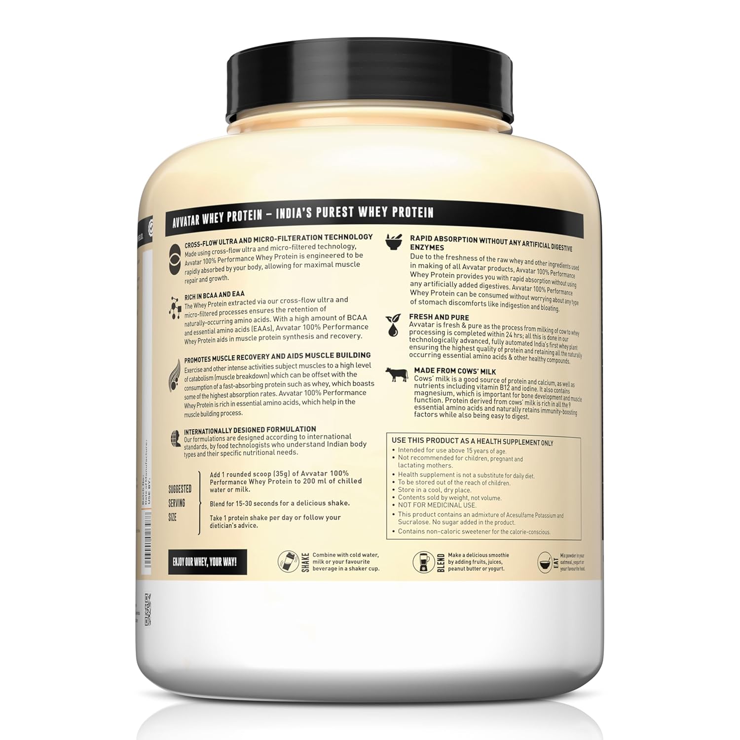 avvatar PERFORMANCE WHEY PROTEIN | 2Kg | Cold Coffee Flavour | 25g Protein | 57 Servings