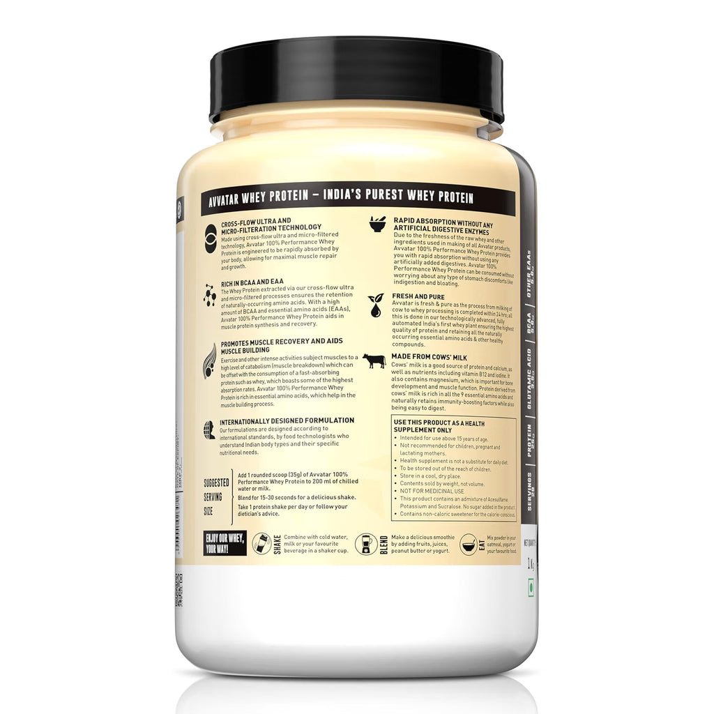 avvatar PERFORMANCE WHEY PROTEIN | 1Kg | Cold Coffee Flavour | 25g Protein | 29 Servings