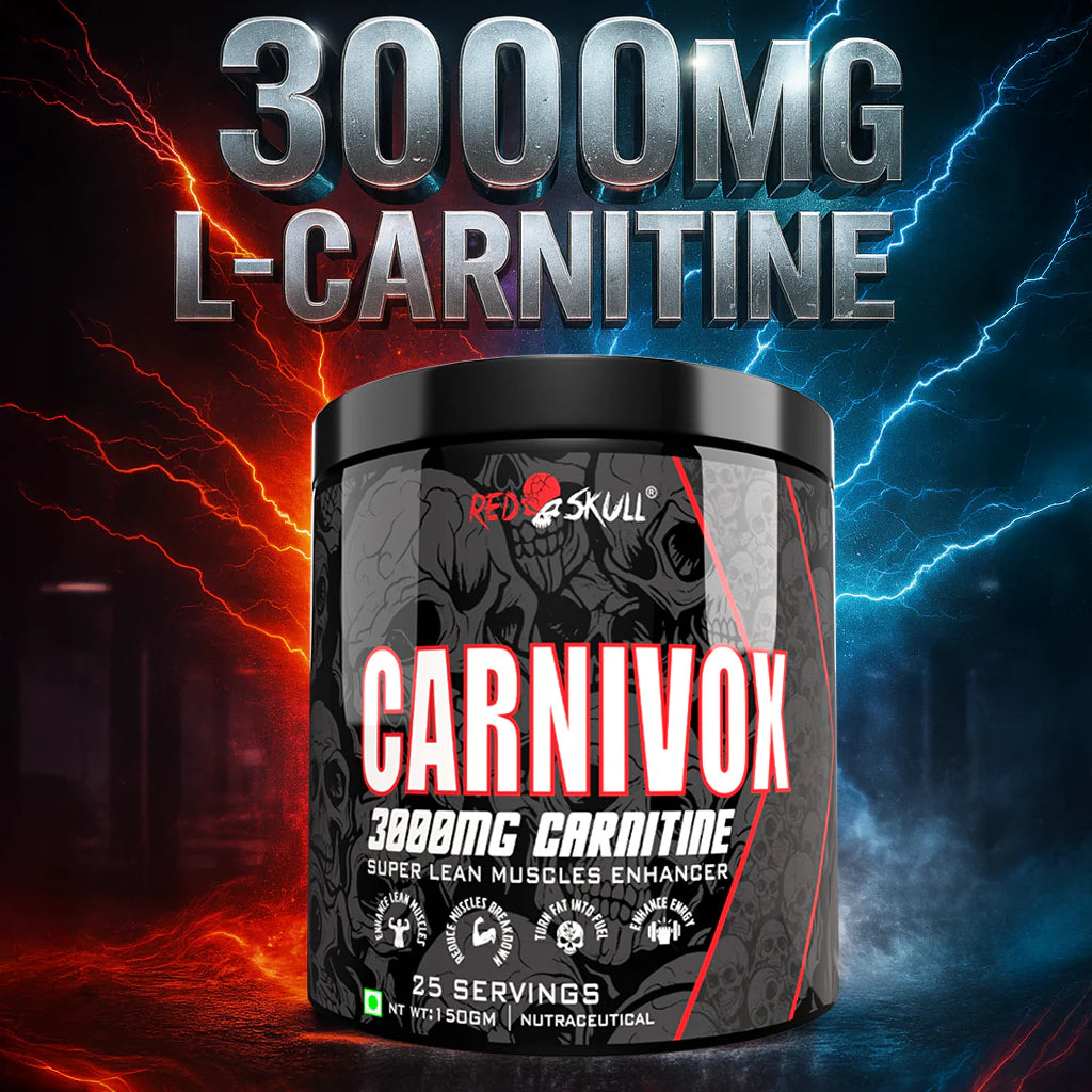 Redskull nutrition CARNIVOX 3000MG L CARNITINE |Triple Strength Formula |Fast-Acting for Fat Loss Pre Workout (150 g, Orange Candy)