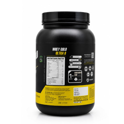 DENZOUR NUTRITION Whey Gold Ultra 6 Starter With 24g Protein | Support Muscle Growth And Maintain A Lean Physique- Dark Chocolate Flavour, 1.05 Kg/2.3 lbs (29 Servings)
