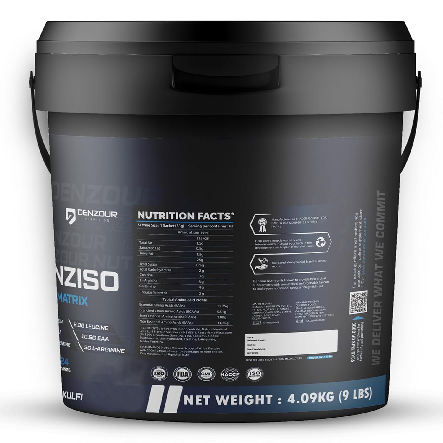 DENZOUR NUTRITION Denziso Whey matrix Protein, Easy Digesting Faster Muscle Recovery & Improved Strength Supplement Protein Powder for Men & Women | 25g Protein (Belgium Chocolate, 4.09Kg)