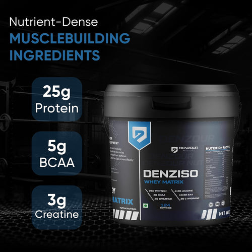 DENZOUR NUTRITION Denziso Whey matrix Protein, Easy Digesting Faster Muscle Recovery & Improved Strength Supplement Protein Powder for Men & Women | 25g Protein (Belgium Chocolate, 4.09Kg)