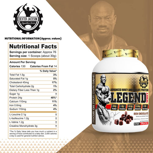 Dexter Jackson Signature Series Legend Whey - Advance Whey And Isolate Protein, 2.27 Kg (5 Lb) - Rich Chocolate | Premium Blend For Muscle Recovery And Growth