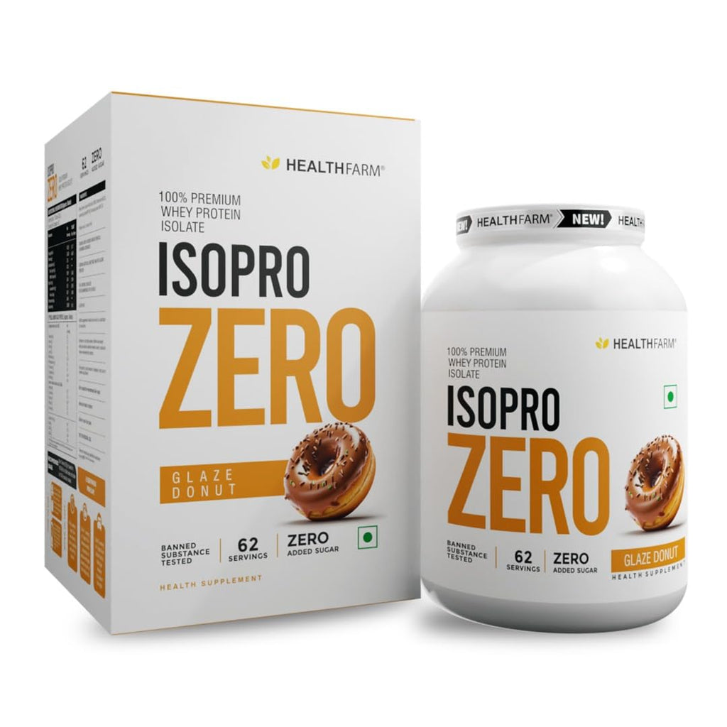HEALTHFARM Isopro Zero | 100% Whey Protein Isolate | Fastens Muscle Recovery | Low Carb Formula | Glaze Donut | 25g Protein | 2kg / 4.4 lbs