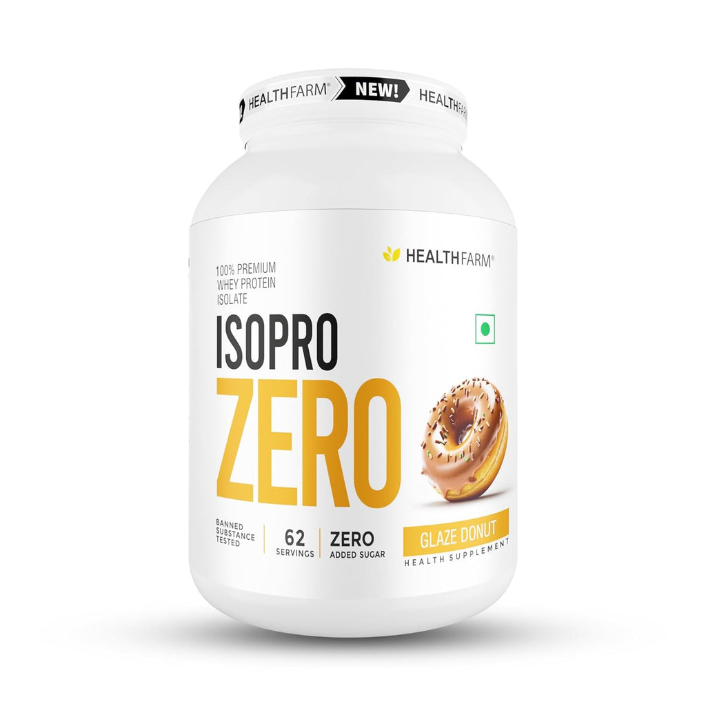 HEALTHFARM Isopro Zero | 100% Whey Protein Isolate | Fastens Muscle Recovery | Low Carb Formula | Glaze Donut | 25g Protein | 2kg / 4.4 lbs