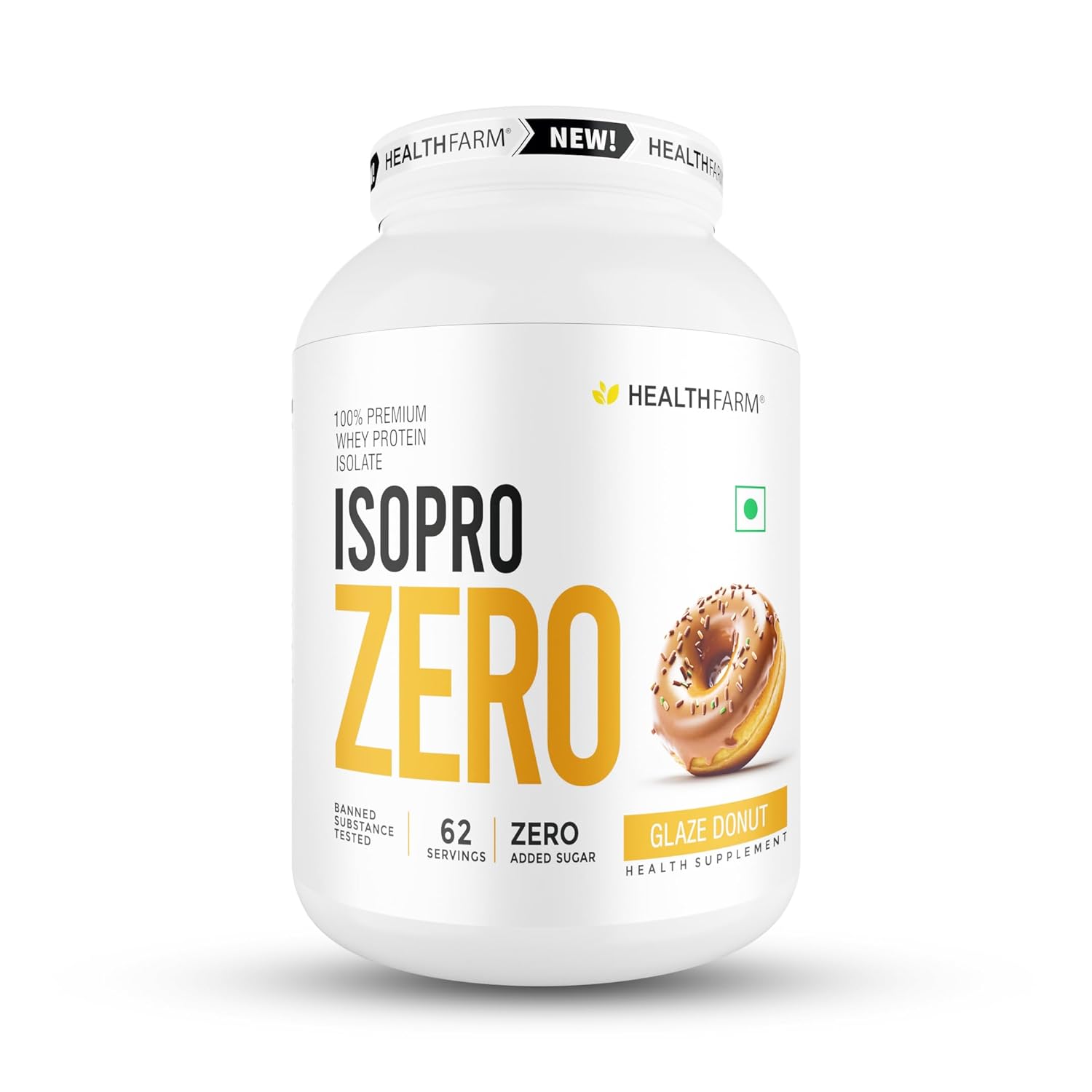 HEALTHFARM Isopro Zero | 100% Whey Protein Isolate | Fastens Muscle Recovery | Low Carb Formula | Glaze Donut | 25g Protein | 2kg / 4.4 lbs