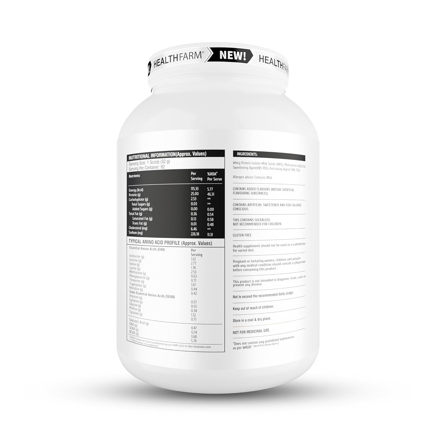 HEALTHFARM Isopro Zero | 100% Whey Protein Isolate | Fastens Muscle Recovery | Low Carb Formula | Glaze Donut | 25g Protein | 2kg / 4.4 lbs