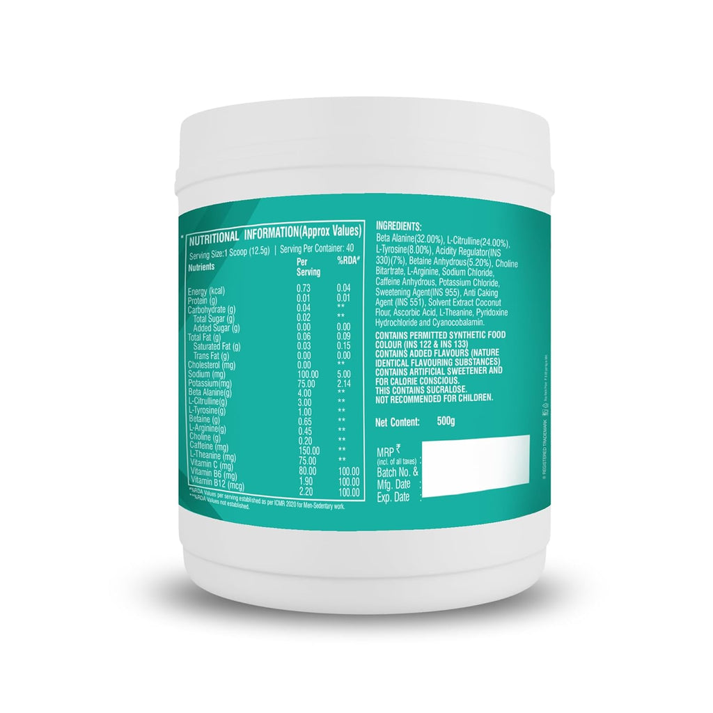 Healthfarm Thpre X Pre Workout Powder| Sports Nutrition Supplement for Men & Women - For Working Out, Hydration, Mental Focus & Energy - 40 Servings (500G, Icy Blue Razz)