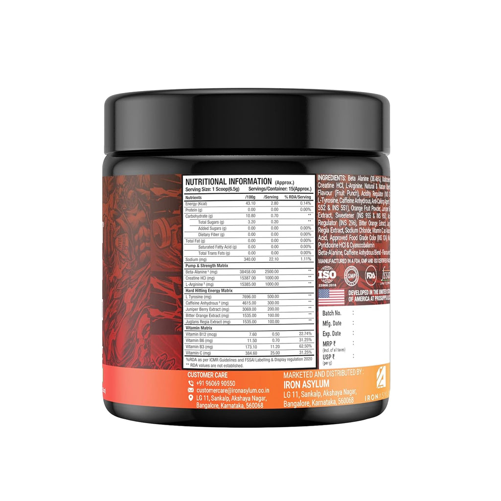 Hyde Xtreme - Hard Hitting Energy Pre Workout Supplement | Caffeine, Beta-alanine, Creatine HCl, L-arginine | For Muscle Pump, Vascularity, Strength and Focus | 15 servings (Fruit Punch)
