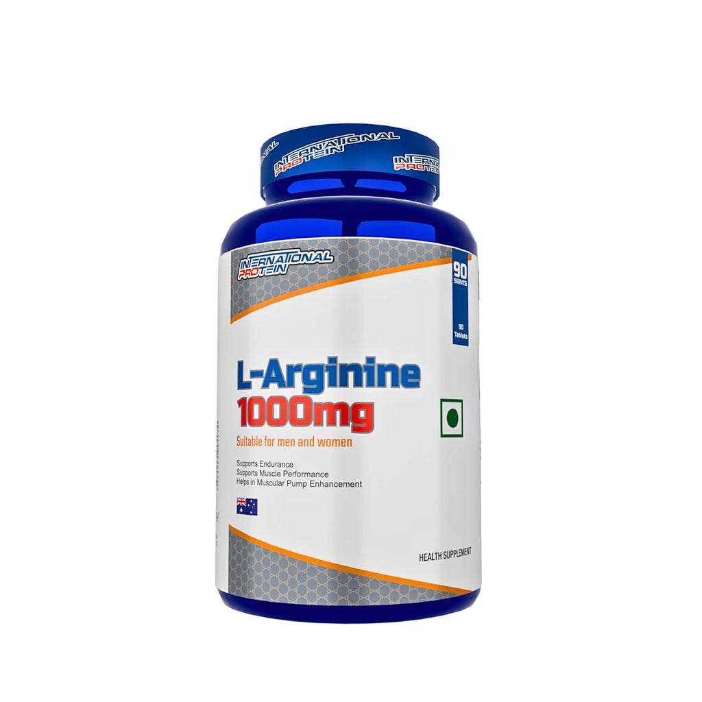International Protein L-Arginine 1000mg Tablets for Men & Women | Amino Acid Supplement for Active Lifestyle & Workout Support | 90 Tablets