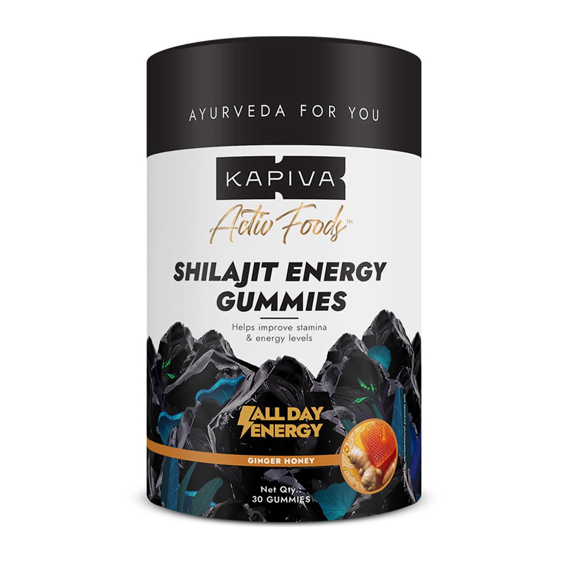 Kapiva Himalayan Shilajit/Shilajeet Gummies | 225mg Shilajit/Gummy | Ginger Honey Flavour | NABL-Certified Gummy | Boosts Energy Levels, Endurance & Stamina | No Added Sugar | Gelatin Free | 60 Gummies