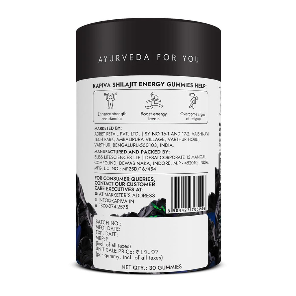 Kapiva Himalayan Shilajit/Shilajeet Gummies | 225mg Shilajit/Gummy | Ginger Honey Flavour | NABL-Certified Gummy | Boosts Energy Levels, Endurance & Stamina | No Added Sugar | Gelatin Free | 60 Gummies
