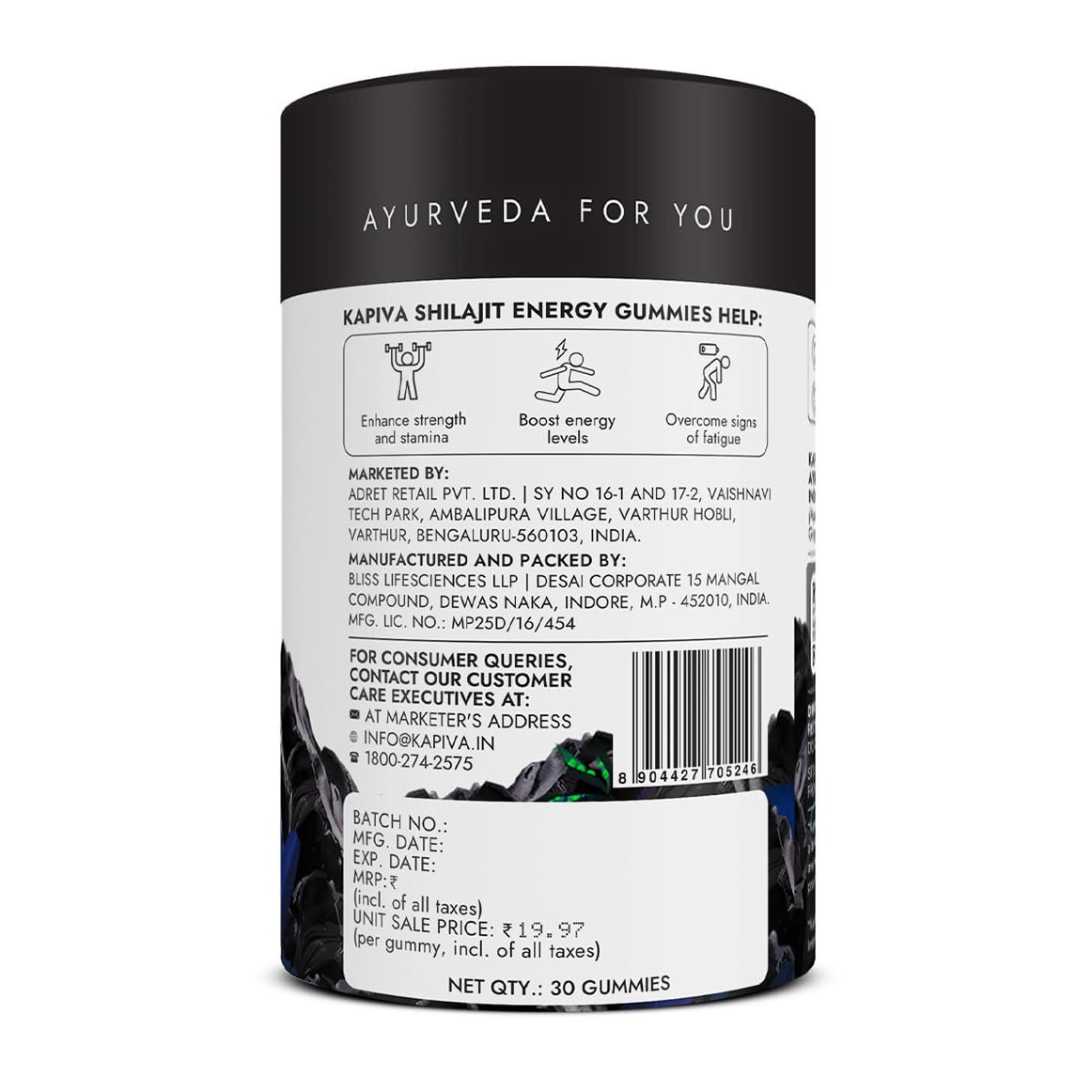 Kapiva Himalayan Shilajit/Shilajeet Gummies | 225mg Shilajit/Gummy | Ginger Honey Flavour | NABL-Certified Gummy | Boosts Energy Levels, Endurance & Stamina | No Added Sugar | Gelatin Free | 60 Gummies