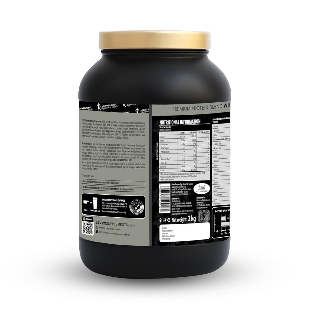 Kevin Levrone Signature Series Levro Whey Supreme Protein Isolate, 2kg, Performance and Recovery Supplement (2 Kg, Chocolate)
