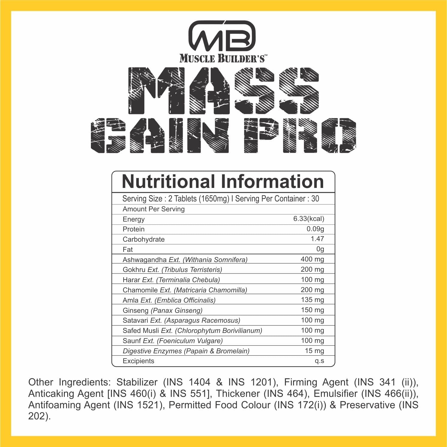 M B Muscle Builder's Mass Gain Pro, Mass & Weight Gainer Capsule for Fast Weight & Muscle Gain, Muscle Building Weightlifters Supplement for Muscle Growth, Stamina & Strength For Men & Women,60 Cap
