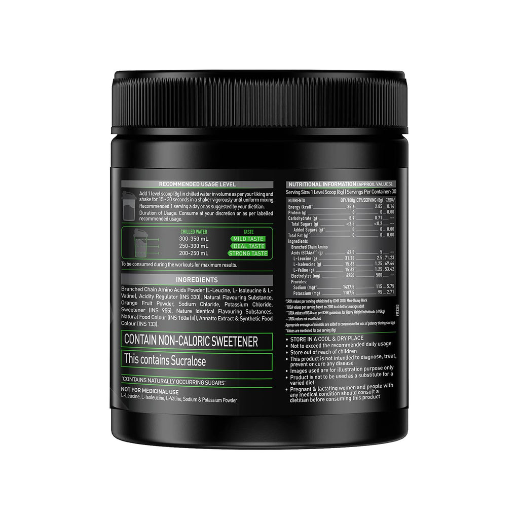 MuscleBlaze BCAA Pro Powder, Powerful Intra Workout (Tropical Fest, 240g, 30 Servings) | With 5g BCAAs & 500mg Electrolytes