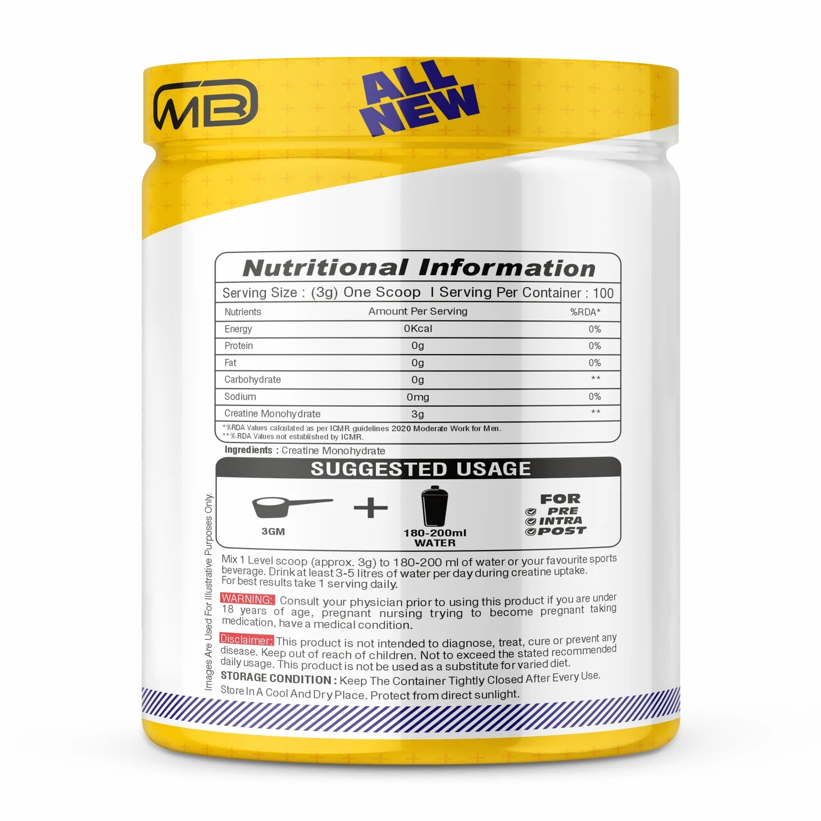 MB Muscle Builder’s 100% Pure Creatine Monohydrate, Pure 3g Micronized Powder with Rapid Dissolution & Absorption, Supports Performance & Recovery- Unflavored, Single Ingredient- 300g (100 servings)