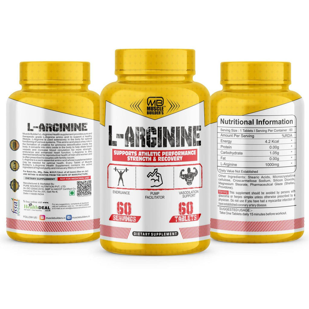 M B Muscle Builder's HEALTH Supplement- (L-Arginine) Tablet