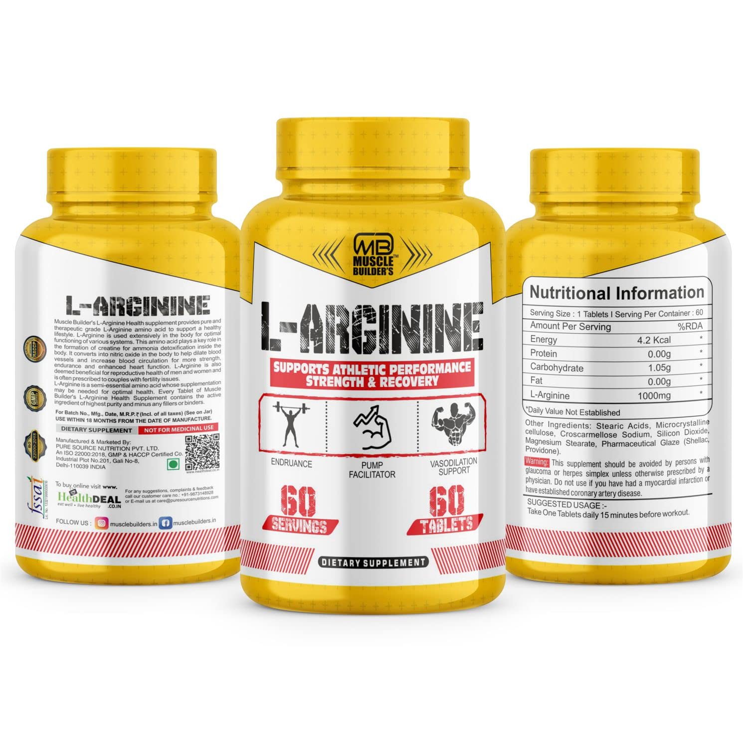 M B Muscle Builder's HEALTH Supplement- (L-Arginine) Tablet