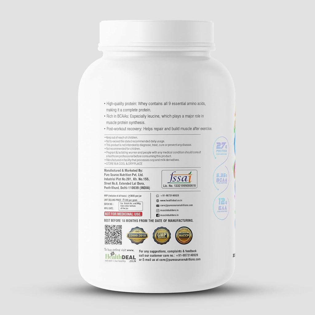 M B Muscle Builder's Whey Protein 80 with 24g Protien | 6g BCAA | 0g Sugar | USA Imported Whey Protein | Irish Cream Chocolate Flavour | 2.2 Lb