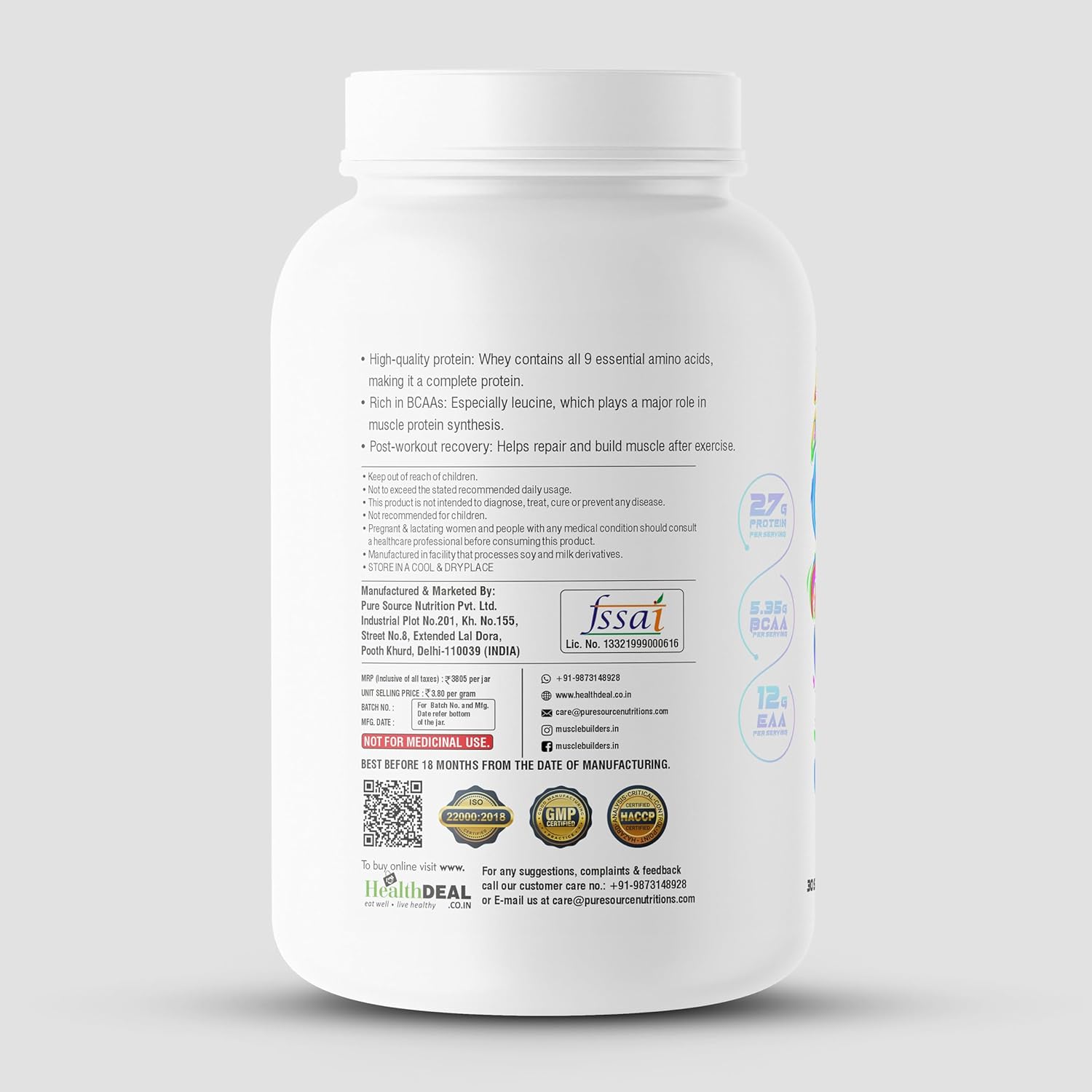 M B Muscle Builder's Whey Protein 80 with 24g Protien | 6g BCAA | 0g Sugar | USA Imported Whey Protein | Irish Cream Chocolate Flavour | 2.2 Lb