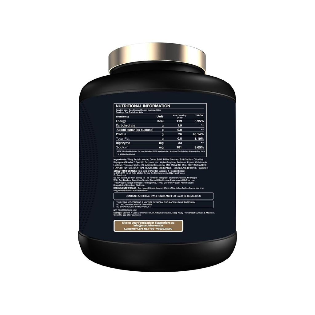 ISO Nation Whey Protein Isolate 2kg | 26g Protein per Serving | Fast Absorption | Digestive Enzymes, 6g BCAAs & 4.4g Glutamine | Lean Muscle & Recovery | Chocolate Brownie