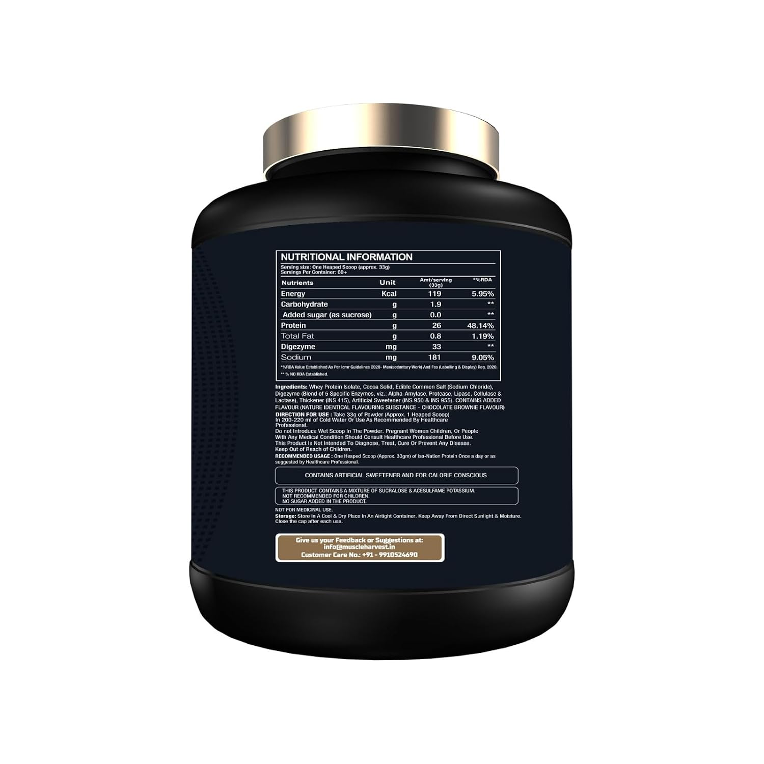 ISO Nation Whey Protein Isolate 2kg | 26g Protein per Serving | Fast Absorption | Digestive Enzymes, 6g BCAAs & 4.4g Glutamine | Lean Muscle & Recovery | Chocolate Brownie
