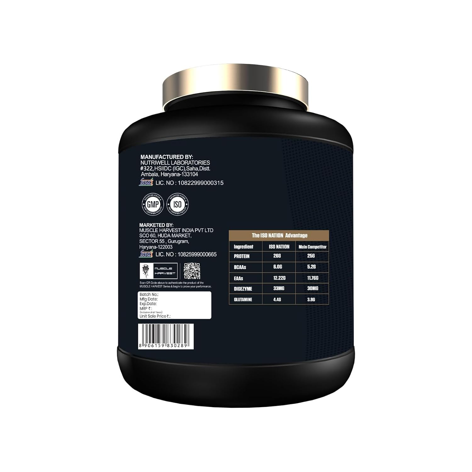 ISO Nation Whey Protein Isolate 1kg | 26g Protein per Serving | Fast Absorption | Digestive Enzymes, 6g BCAAs & 4.4g Glutamine | Lean Muscle & Recovery | Chocolate Brownie