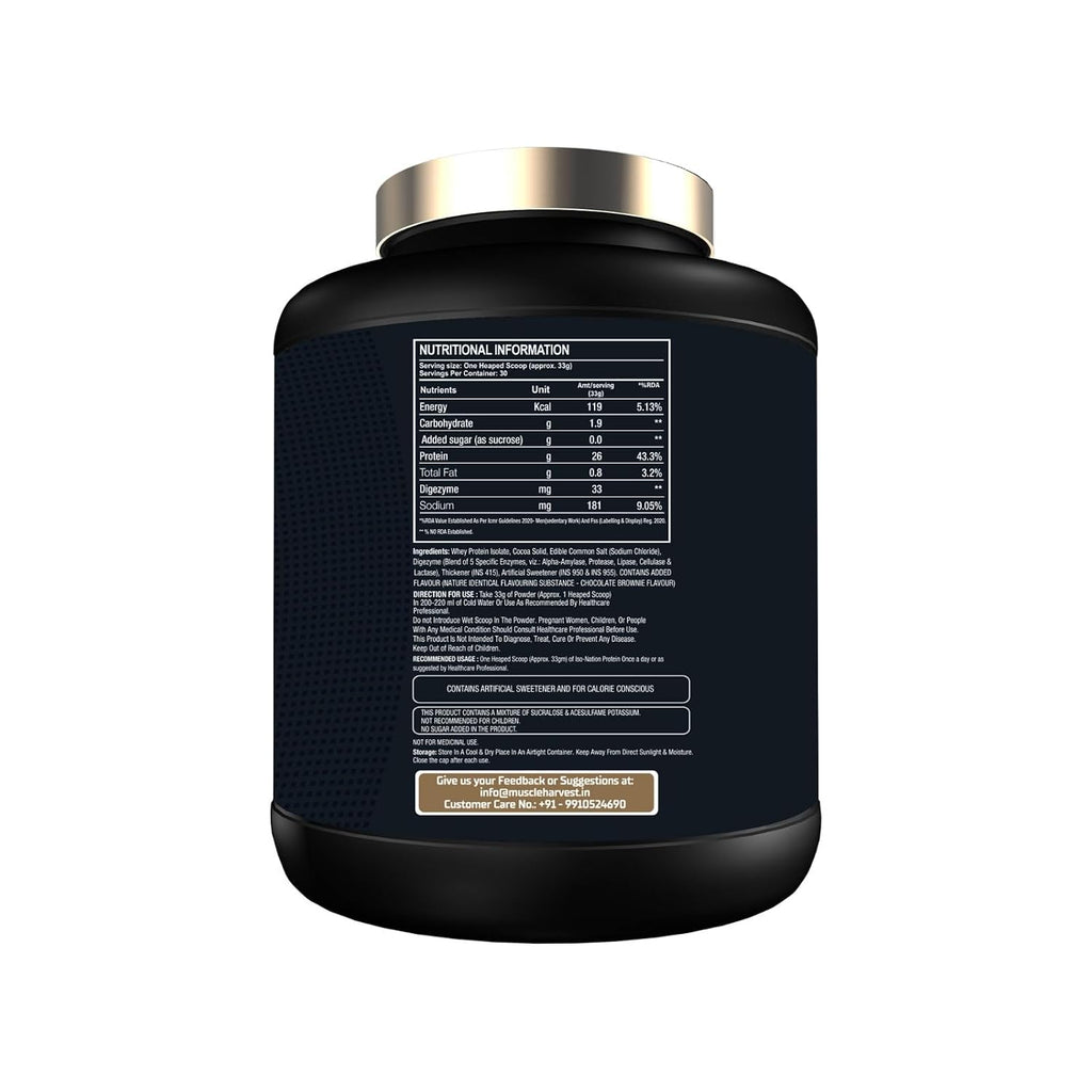 ISO Nation Whey Protein Isolate 1kg | 26g Protein per Serving | Fast Absorption | Digestive Enzymes, 6g BCAAs & 4.4g Glutamine | Lean Muscle & Recovery | Chocolate Brownie