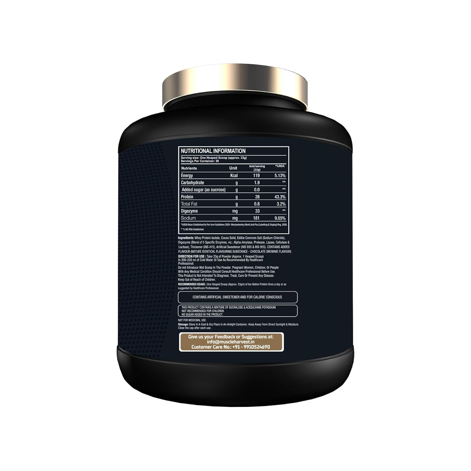 ISO Nation Whey Protein Isolate 1kg | 26g Protein per Serving | Fast Absorption | Digestive Enzymes, 6g BCAAs & 4.4g Glutamine | Lean Muscle & Recovery | Chocolate Brownie