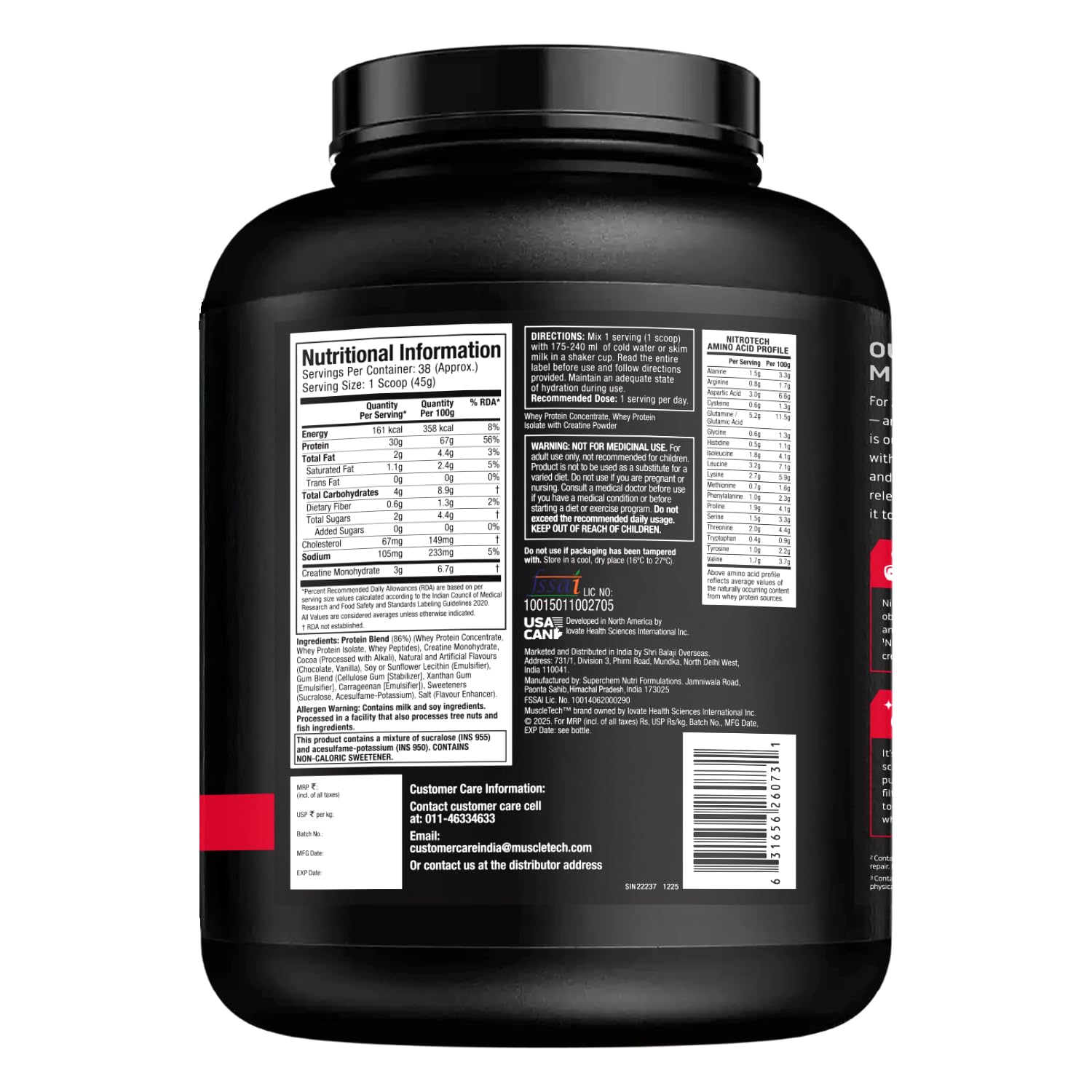 Muscletech Nitro Tech Whey Protien, 1.81kg, Milk Chocolate