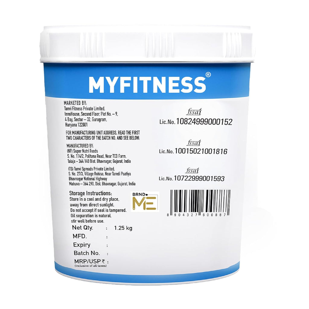 MYFITNESS Peanut Butter Chocolate Spread Crunchy 1.25kg | 23g Protein & 9g Fiber | Tasty & Healthy Nut Butter Spread for Breakfast & Snacks | Cholesterol Free | Zero Trans Fat | Crunchy Peanut Butter