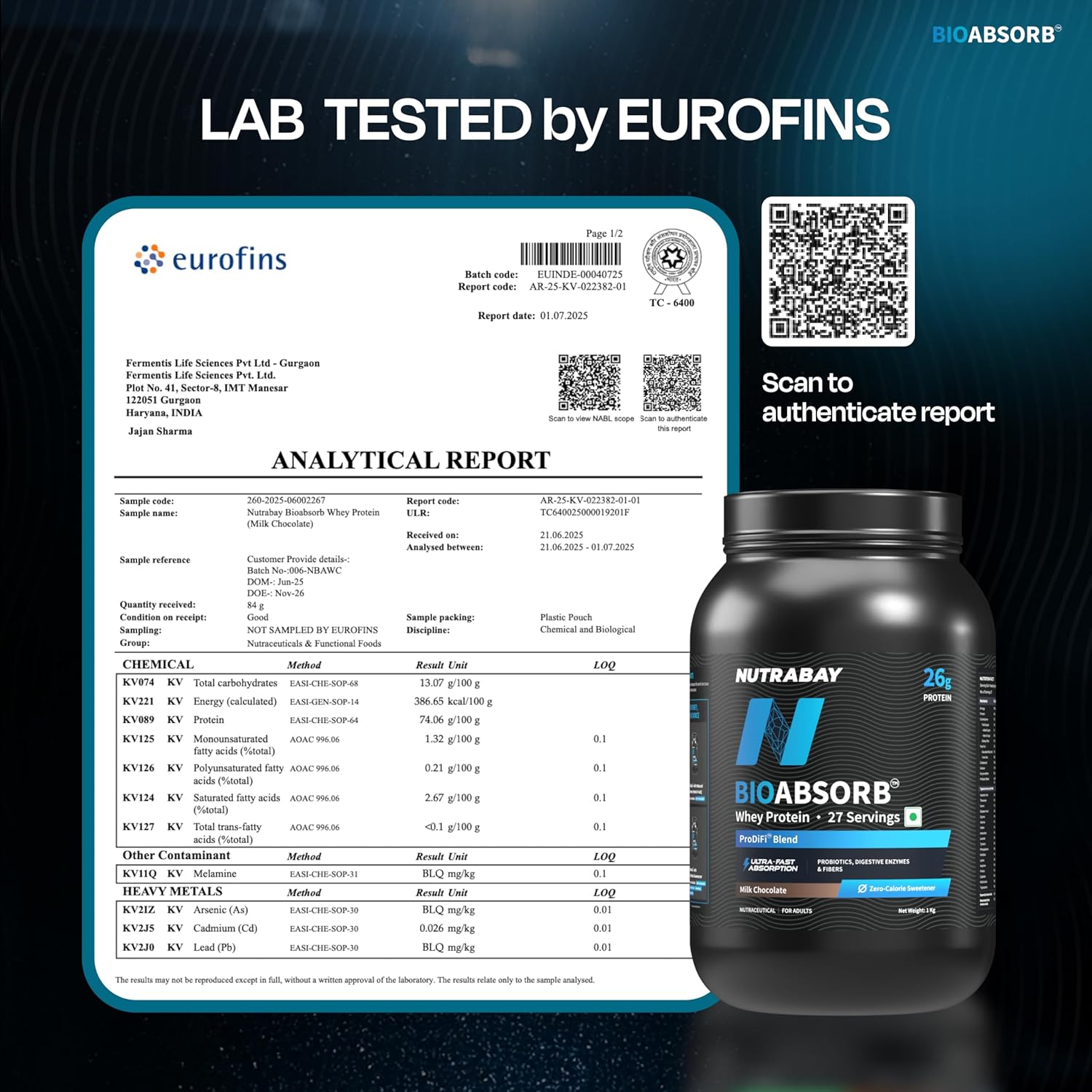 Nutrabay BioAbsorb™ Whey Protein Powder - 1kg, Milk Chocolate | Clinically Tested 54% Better Absorption | 26g Protein/Scoop | India's 1st Protein with ProDiFi™ for No Bloating | No Added Sugar