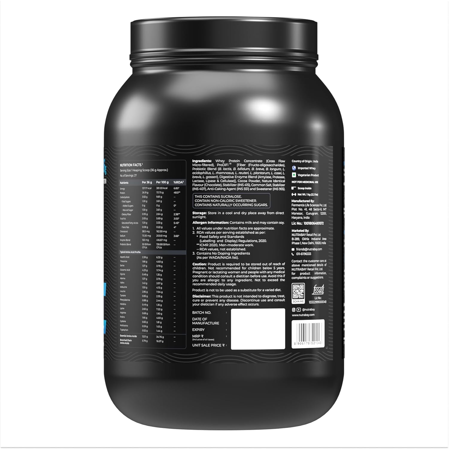 Nutrabay BioAbsorb™ Whey Protein Powder - 1kg, Milk Chocolate | Clinically Tested 54% Better Absorption | 26g Protein/Scoop | India's 1st Protein with ProDiFi™ for No Bloating | No Added Sugar