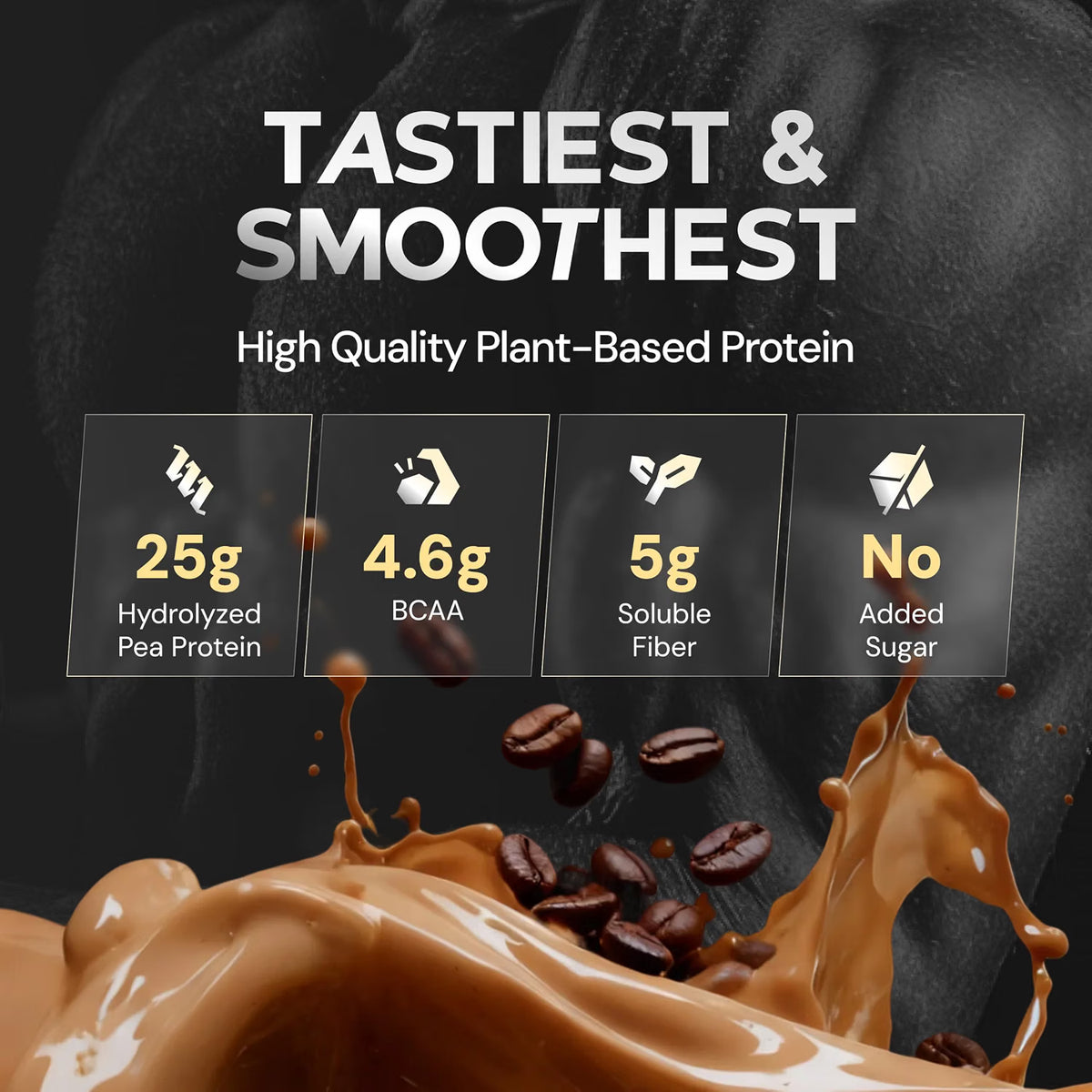 NUTRABAY Gold Hydrolyzed Pea Protein Powder - 2kg, Cold Coffee | 25g Protein, 4.6g BCAA, 5g Fiber | Complete Amino Profile | Tastiest & Smoothest Vegan, Plant Protein | Muscle Gain & Fast Recovery