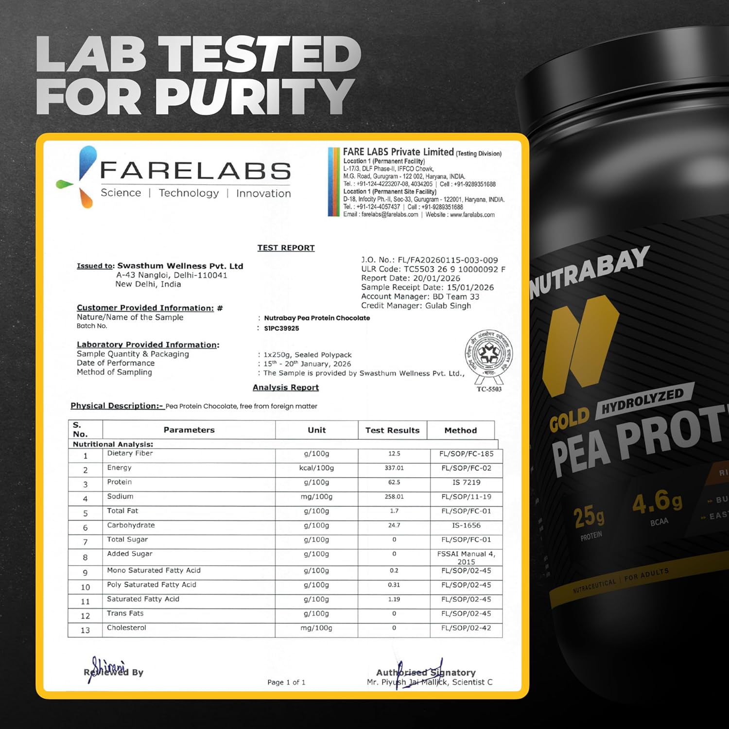 NUTRABAY Gold 100% Pea Protein Powder - 1kg, Rich Chocolate Crème | 25g Protein, 4.6g BCAA, 5g Fiber | Complete Amino Profile | Tastiest & Smoothest Vegan, Plant Protein | Muscle Gain & Fast Recovery