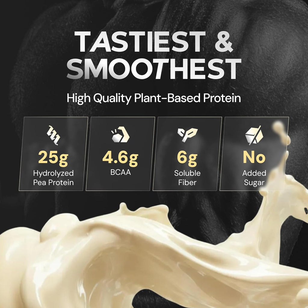 NUTRABAY Gold Hydrolyzed Pea Protein Powder - 1kg, French Vanilla | 25g Protein, 4.6g BCAA, 5g Fiber | Complete Amino Profile | Tastiest & Smoothest Vegan, Plant Protein | Muscle Gain & Fast Recovery
