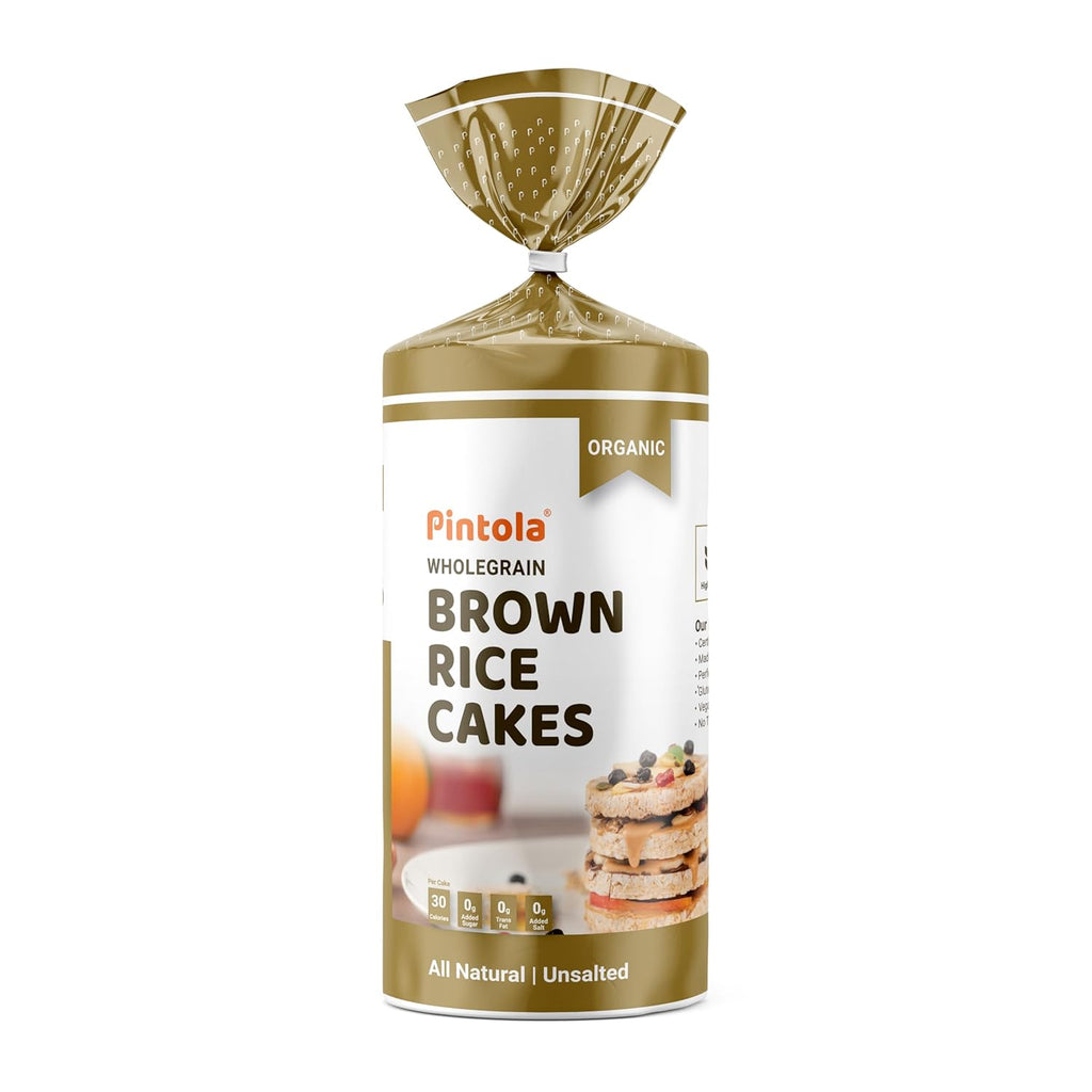 Pintola Organic Brown Rice Cake All Natural Unsalted 130g | Gluten-Free Snack | 9 Wholegrains | Low Fat | 30 Calories per Cake | Soy & Yeast Free | Healthy Snack for Weight Loss