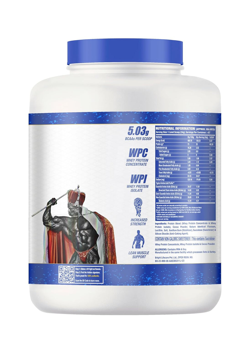 Ronnie Coleman Signature Series King Whey Protein, Chocolate Brownie (67 Servings, 2.27kg / 5lbs) | Premium Whey Protein Powder