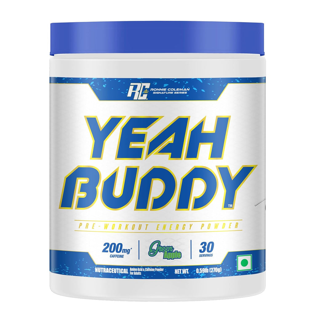 Ronnie Coleman Signature Series Yeah Buddy Pre-Workout Powder, Green Apple (30 Servings, 270g / 0.59lbs)